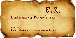 Budinszky Koppány névjegykártya